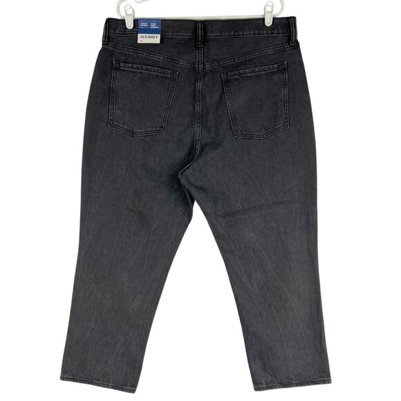 Old Navy Women's Slouchy Straight Distressed High Rise Black Jeans Size 16 NWT - Picture 2 of 12